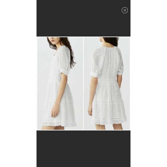 Maje Revery White Lace V Neck Collar Dress Size 3 - Picture 2 of 12